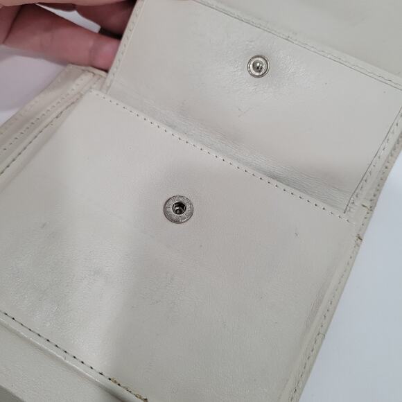 Bally Switzerland Wallet Medium Leather White Green Striped Logo Trifold Organiz - Picture 7 of 15